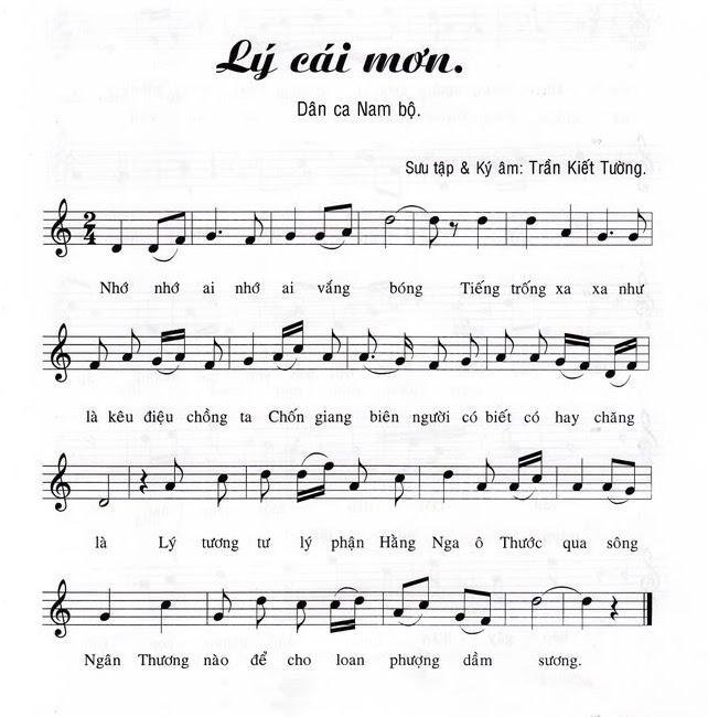 Sheet nhạc Lý Cái Mơn